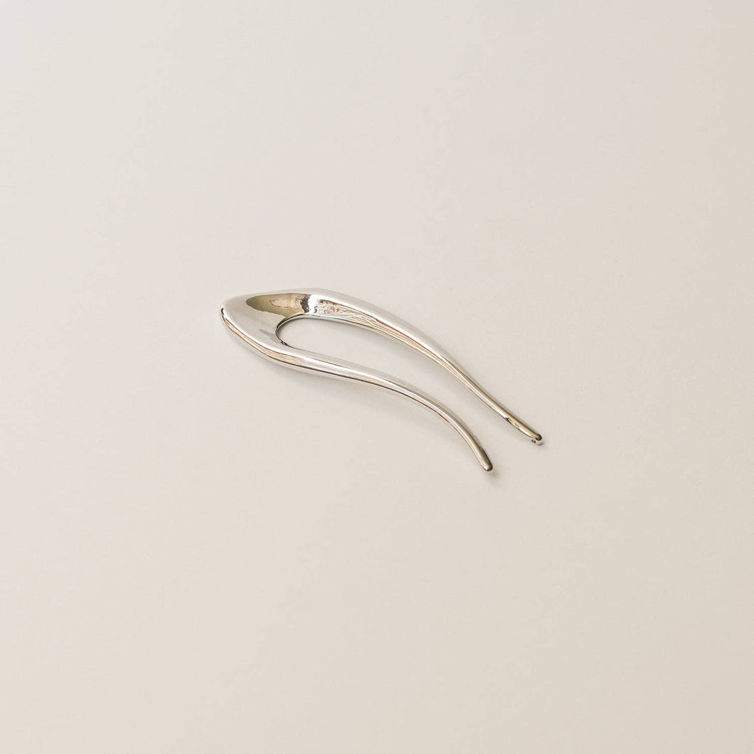 Short U-Shaped Metal Hair Stick | Silver