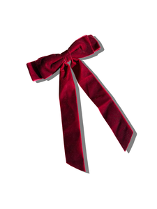 The Perfect Velvet Bow Barrette | Red