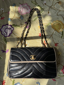 CHANEL Navy + Ivory Classic Flap Bag