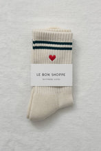 Load image into Gallery viewer, Embroidered Boyfriend Socks: Parchment + Heart