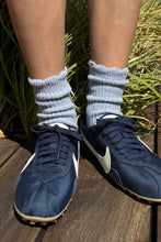 Load image into Gallery viewer, Linen Scallop Socks: Pale Blue