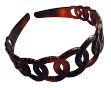 Load image into Gallery viewer, Parcelona French Round Chain Tortoise Shell Brown Cellulose Hair Headband