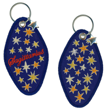 Load image into Gallery viewer, Sagittarius Embroidered Retro Motel Keychain