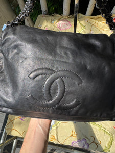 CHANEL Black Lambskin Hobo Bag