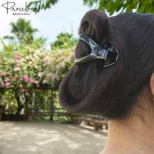 French Large Slide-In Hair Claw: Black