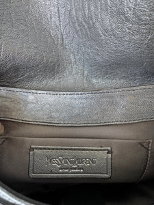 YVES SAINT LAURENT Silver Leather + Mesh Strap Bag