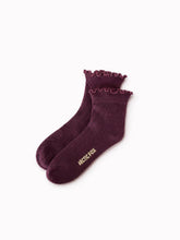 Load image into Gallery viewer, Ruffle Sock - 100% Bamboo - Cherry