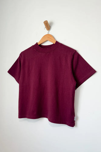 Sunset Mock Neck Tee - Cabernet