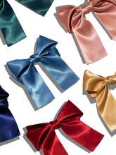 Load image into Gallery viewer, Handmade Satin Hair Bow Clip: Blue