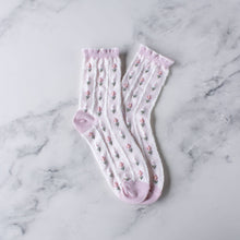 Load image into Gallery viewer, Pastel Floral Socks: Pink