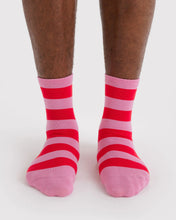 Load image into Gallery viewer, Crew Sock - Pink Stripe
