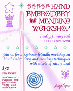 Hand Embroidery Mending Workshop w/ Nico Plaza