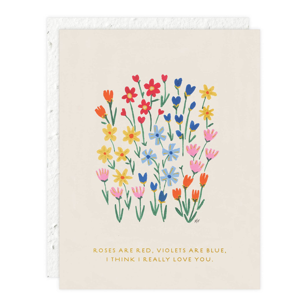 Roses + Violets - Love + Friendship Card