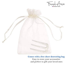 Load image into Gallery viewer, French Amie Tri Prongs 3" Medium Handmade Cellulose Bun Holder Women Hair Pin: Onyx