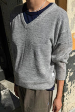 Load image into Gallery viewer, Matthew V-Neck Mohair Sweater: Icy Grey