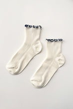 Load image into Gallery viewer, The Petite Ruffle Sock: Soft White / Navy