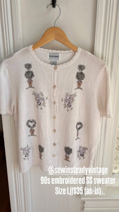 SSV - 90s Embroidered SS Sweater [L] [as is]