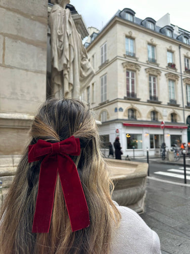 The Perfect Velvet Bow Barrette | Red