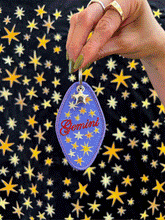 Load image into Gallery viewer, Gemini  Embroidered Retro Motel Keychain