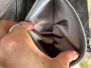 YVES SAINT LAURENT Silver Leather + Mesh Strap Bag