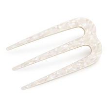 Load image into Gallery viewer, French Amie Tri Prongs 3" Medium Handmade Cellulose Bun Holder Women Hair Pin: Onyx