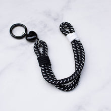Load image into Gallery viewer, Rope Bag Charm with Heart Charm: Black
