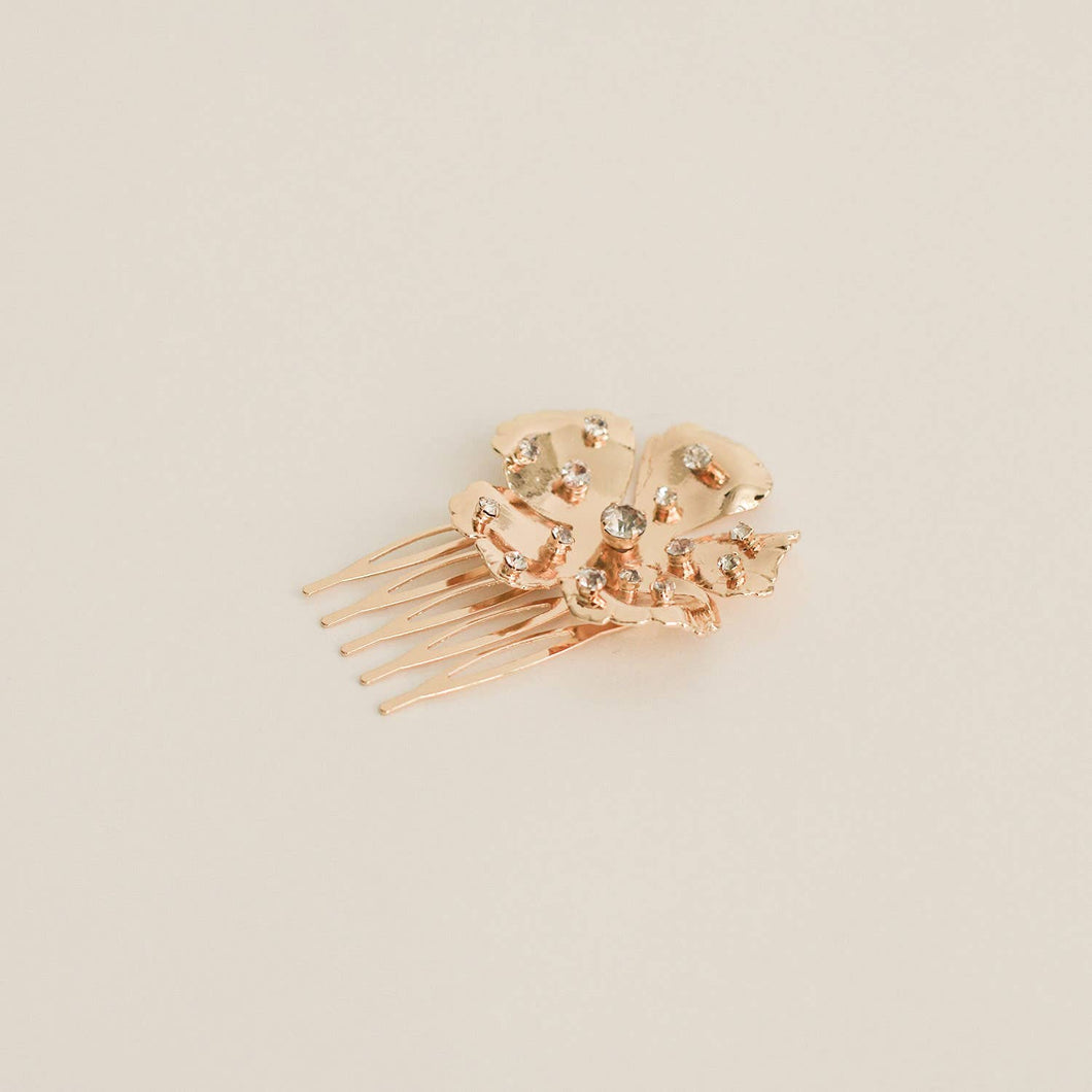 Metal Flower with Crystal Hair Pin
