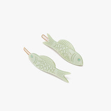 Load image into Gallery viewer, Jade Fish Hair Clip Barrette Set