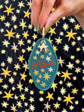 Load image into Gallery viewer, Pisces Embroidered Retro Motel Keychain