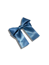 Load image into Gallery viewer, Handmade Satin Hair Bow Clip: Blue