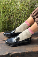 Load image into Gallery viewer, Color Block Girlfriend Socks : Grey Pink