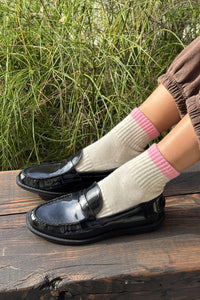 Color Block Girlfriend Socks : Grey Pink