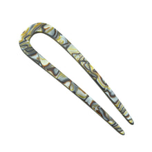 Load image into Gallery viewer, French Amie Slick Large Handmade Cellulose Chignon U Hair Pin Stick for Women: Silver Onyx