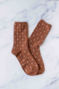 Women's Heart Crew Socks: Rust