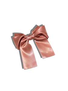 Handmade Satin Hair Bow Clip: Coral