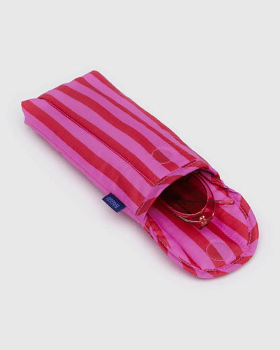 Puffy Glasses Sleeve - Pink & Red Painted Stripe