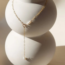 Load image into Gallery viewer, Ava Pearl Lariat: 14K Gold Fill / 16"
