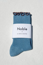 Load image into Gallery viewer, Ruffled Modal Socks: Powder Blue / Brown Edge