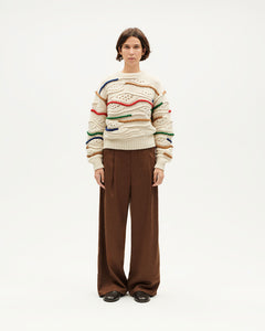 Multicolor Macrame Knit Sweater