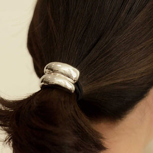 Mini Metal Double Cuff Hair Tie | Silver