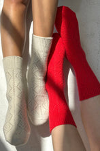 Load image into Gallery viewer, Cashmere Pointelle Socks: Red