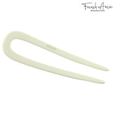 Load image into Gallery viewer, French Amie Slick Large Handmade Cellulose Chignon U Hair Pin Stick for Women: Silver Onyx