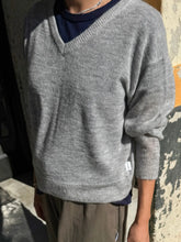 Load image into Gallery viewer, Matthew V-Neck Mohair Sweater: Icy Grey