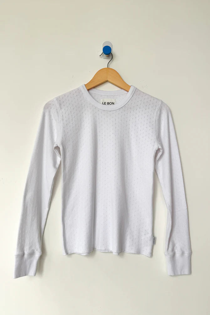 Pointelle Fundamental Tee - Snow White