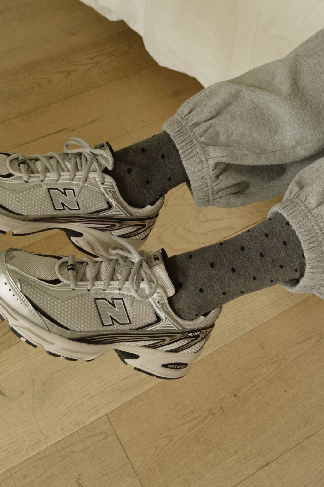 Sneaker Socks: Charcoal Polka Dot