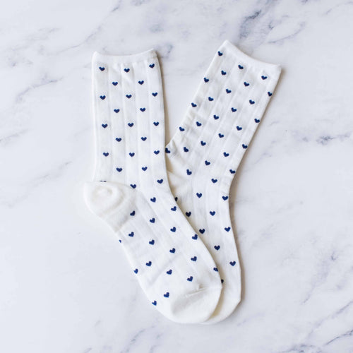 Women's Heart Crew Socks: Ivory