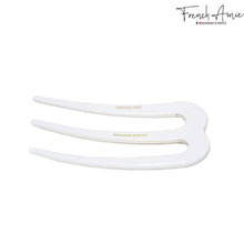 Load image into Gallery viewer, French Amie Tri Prongs 3" Medium Handmade Cellulose Bun Holder Women Hair Pin: Onyx