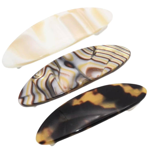 French Oval Hair Barrette: Set of 3