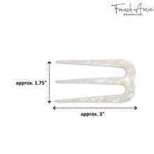 Load image into Gallery viewer, French Amie Tri Prongs 3" Medium Handmade Cellulose Bun Holder Women Hair Pin: Onyx