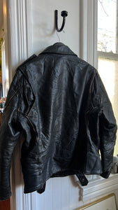 Vintage Incredible Black Leather Genuine Moto Jacket [XL]